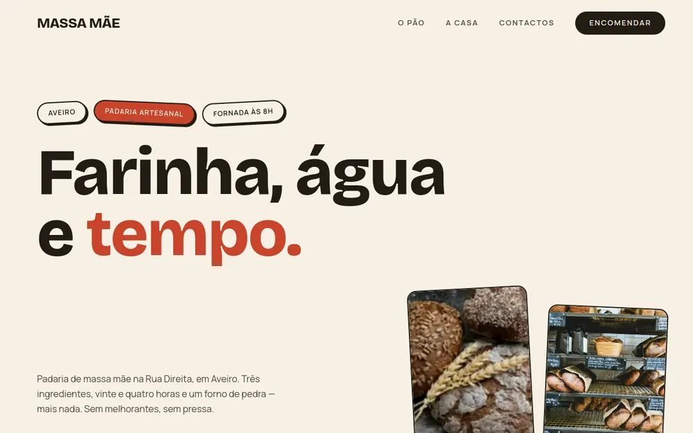 Página inicial do site MASSA MÃE